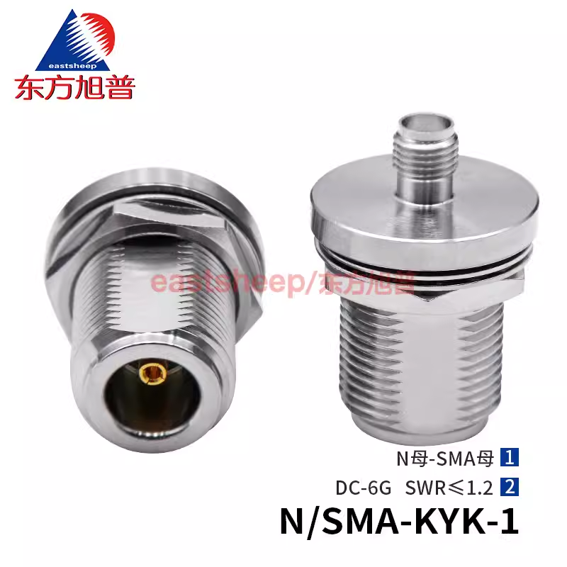东方旭普 射频转接器N/SMA-KYK-1至N/SMA-KYK-4 N母转SMA母 带防水圈机箱固定6G